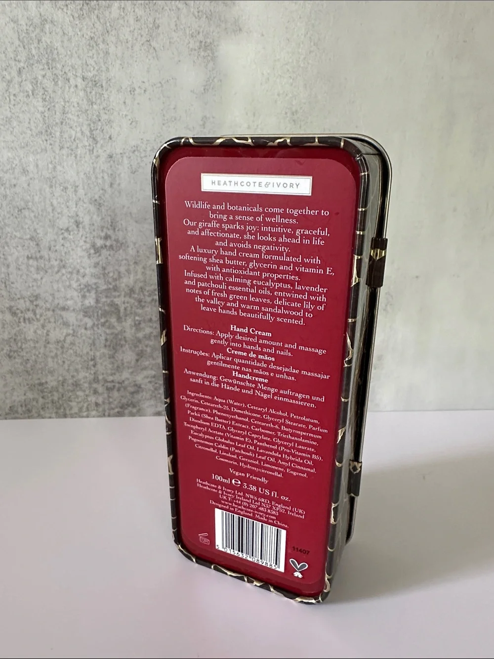 Decorative Giraffe Floral Tin - Red